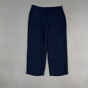 Talbots Pants Womens 4 Navy Blue Classic Cropped Straight Career Polyester Dress